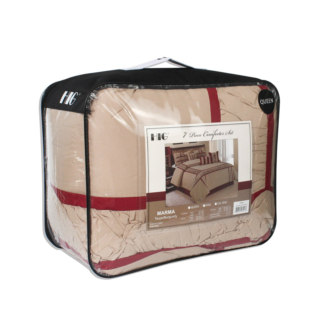 Closeout - 7 Piece Microfiber Ruffle and Patchwork Comforter Set