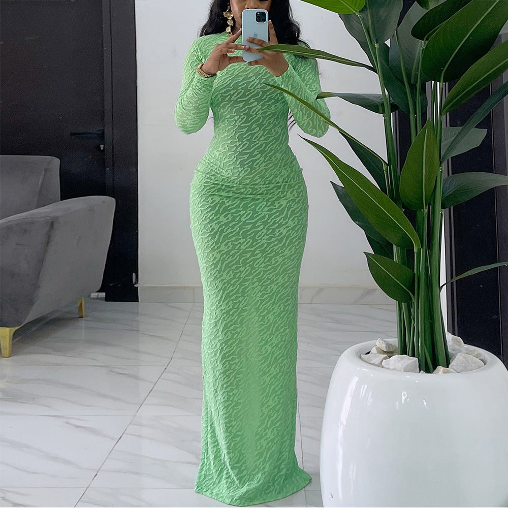 Long sleeved plush slim fit dress
