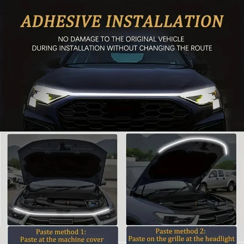 120CM LED Car Hood Atmosphere Light Strip Universal